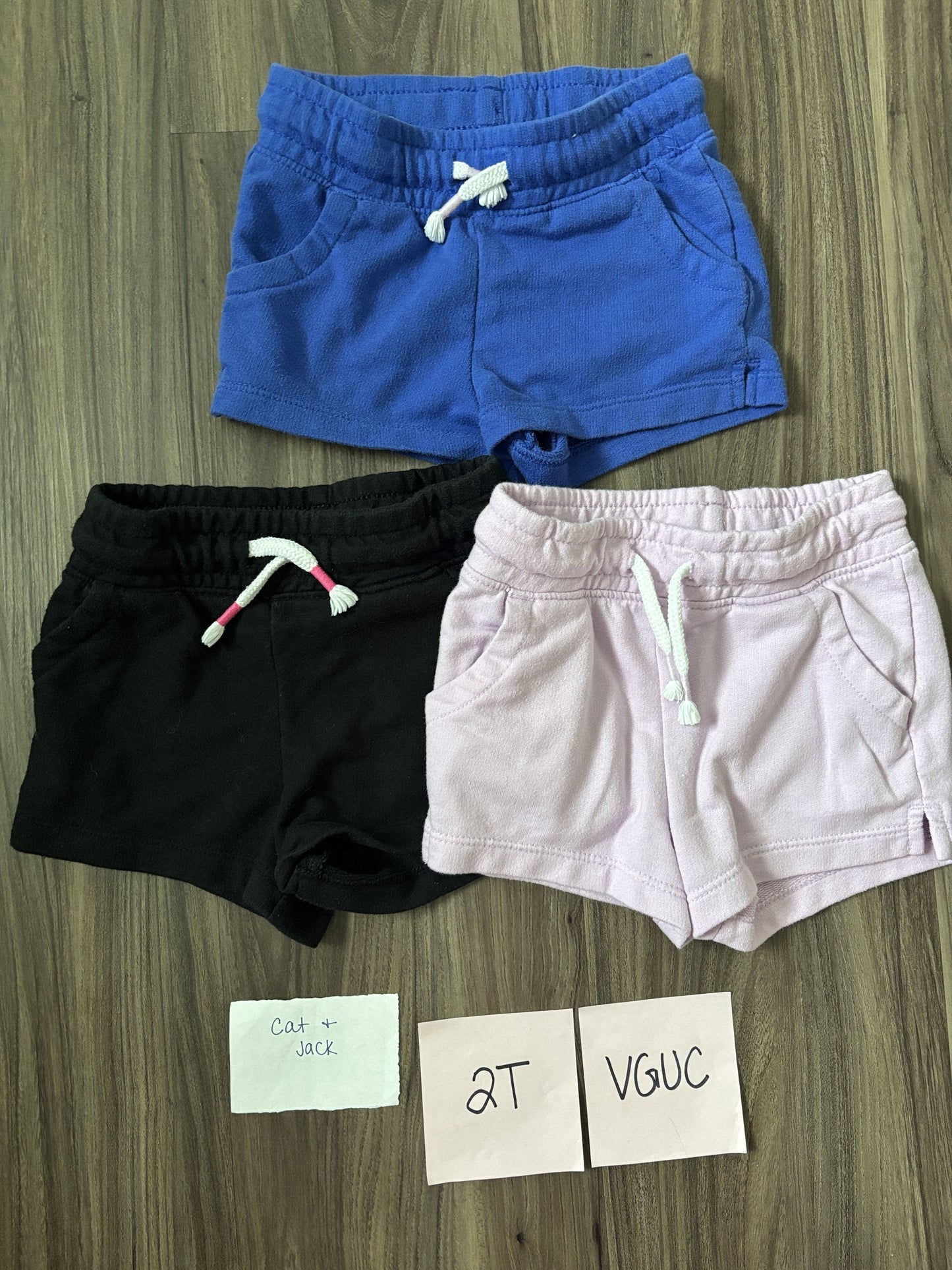 #77 - 2T VGUC 3 Pair Cat & Jack Shorts (Blue/Black/Purple)