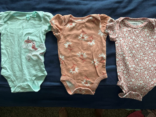 SELLER #6 3M (3) Short Sleeve Carters