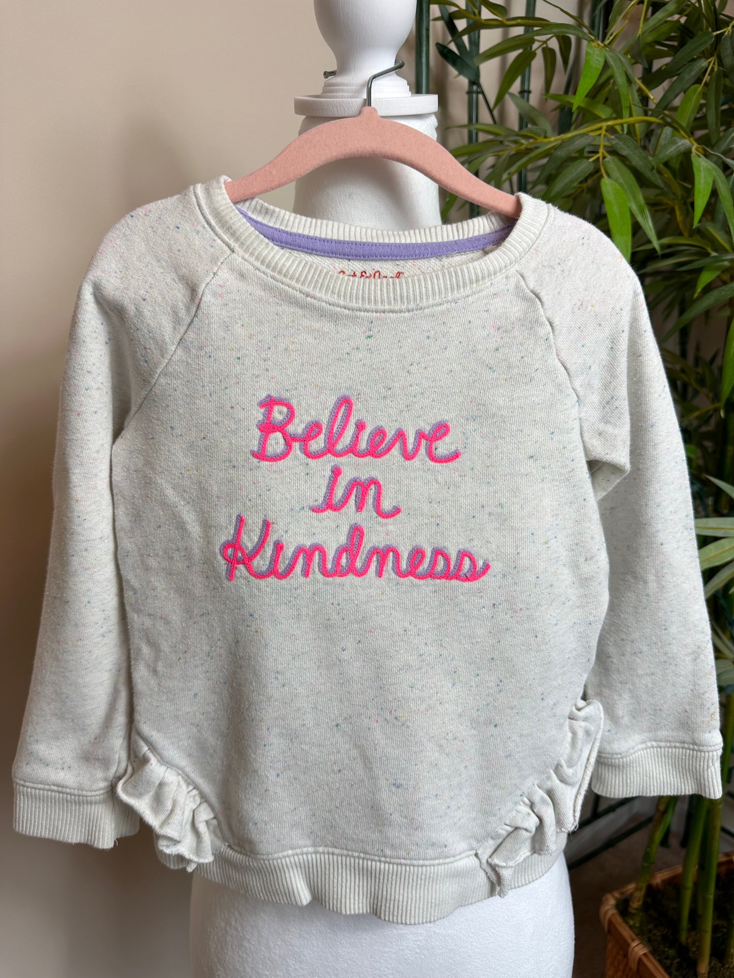 Cat & Jack off-white "Believe in Kindness" tunic sweater girls size 3T