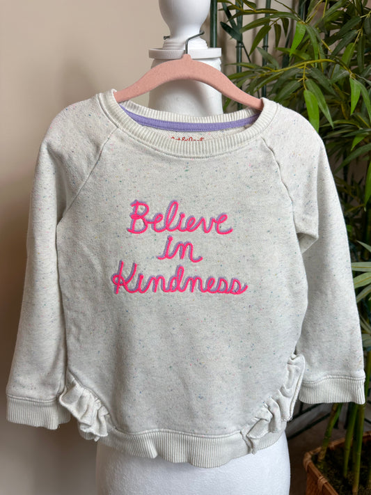 Cat & Jack off-white "Believe in Kindness" tunic sweater girls size 3T