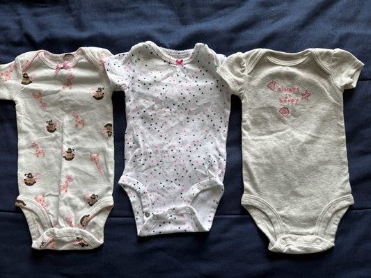SELLER #6 3M (3) Short Sleeve Carters