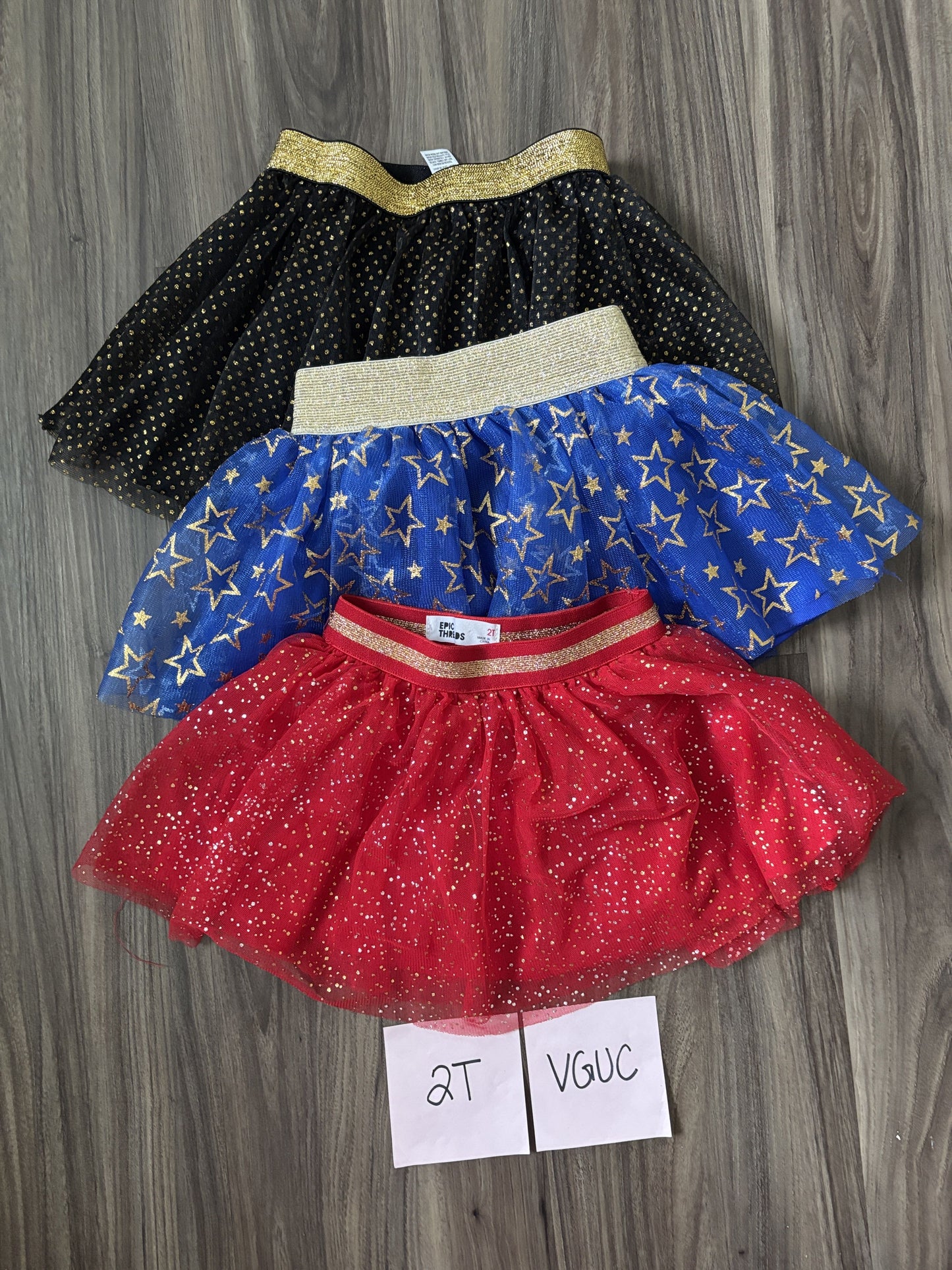 #77 - 2T VGUC 3 Tulle Skirts (Black/Blue/Red)
