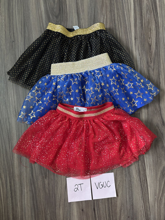 #77 - 2T VGUC 3 Tulle Skirts (Black/Blue/Red)