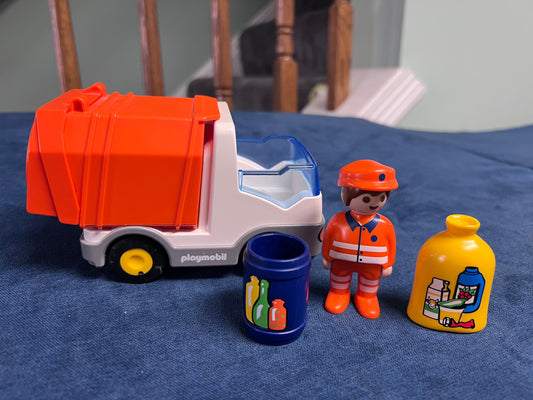 Playmobil Recycling Truck, EUC (includes man and 2 shape sorting pieces)
