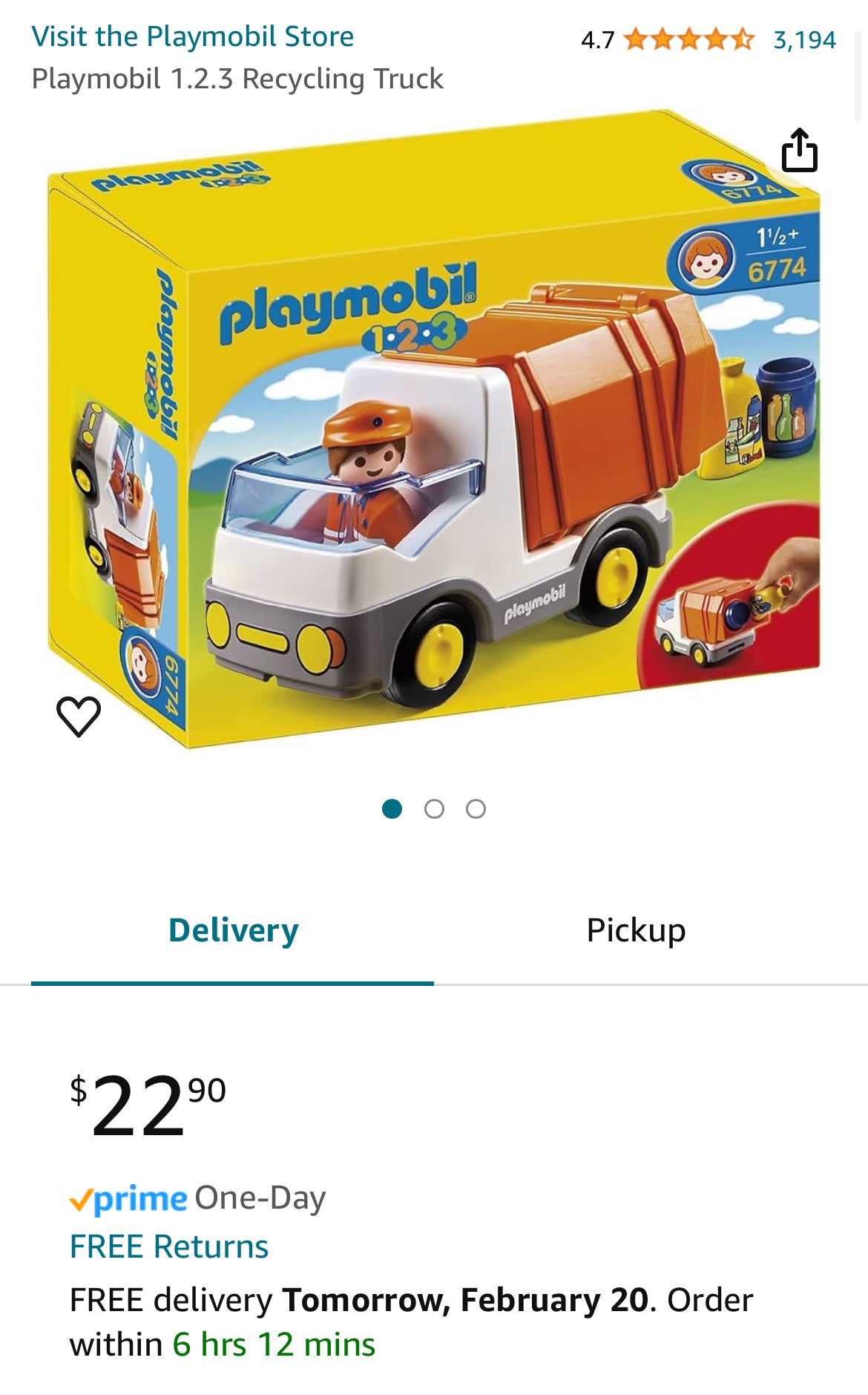 Playmobil Recycling Truck, EUC (includes man and 2 shape sorting pieces)