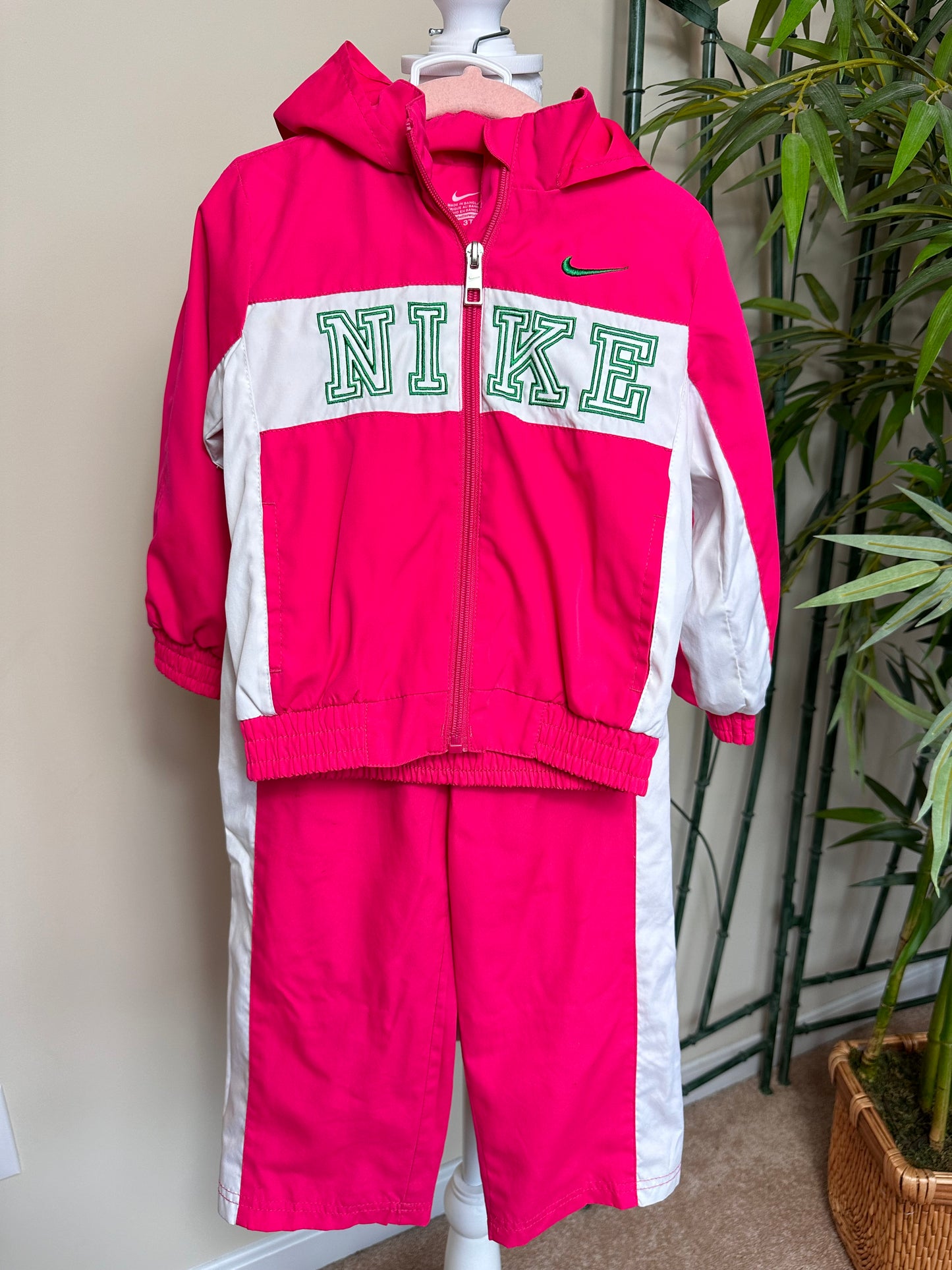 Nike pink/white/green warmup set girls size 3T