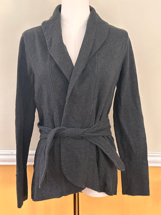 #163 North Face Belted Gray Cardigan - Women's S - EUC