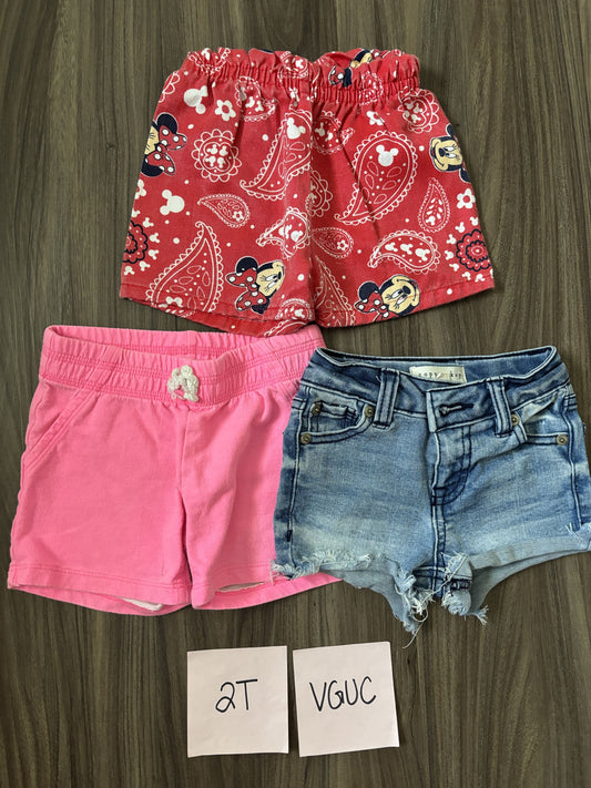 #77 - 2T VGUC Shorts (3 pairs) - Minnie/Pink/Jean