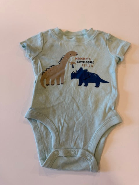 #9 -  Carters  -  Light Green Dino Onesie with Dino Print Pants Infant's SIZE  3M