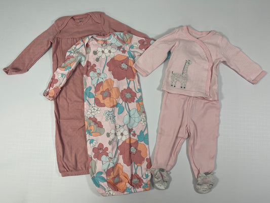 PPU 45242 3m girls Carters sleep gowns and kimono wiggle set bundle (3)