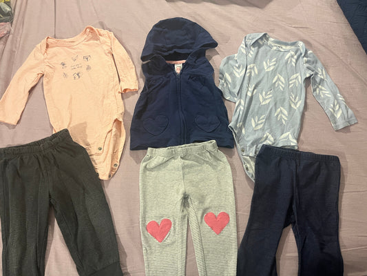 #211 12m Pink Heart Pants/Navy Vest Bundle