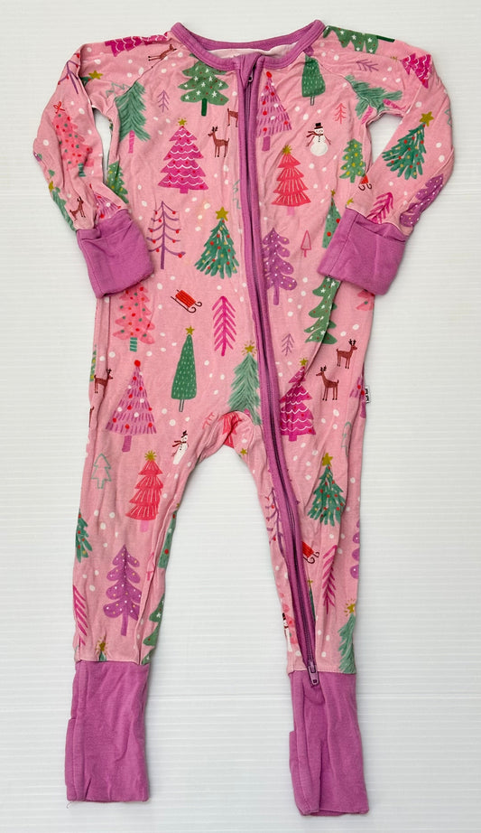 Seller #168 Little Sleepies Girls 6-12m Pink Holiday Zippy