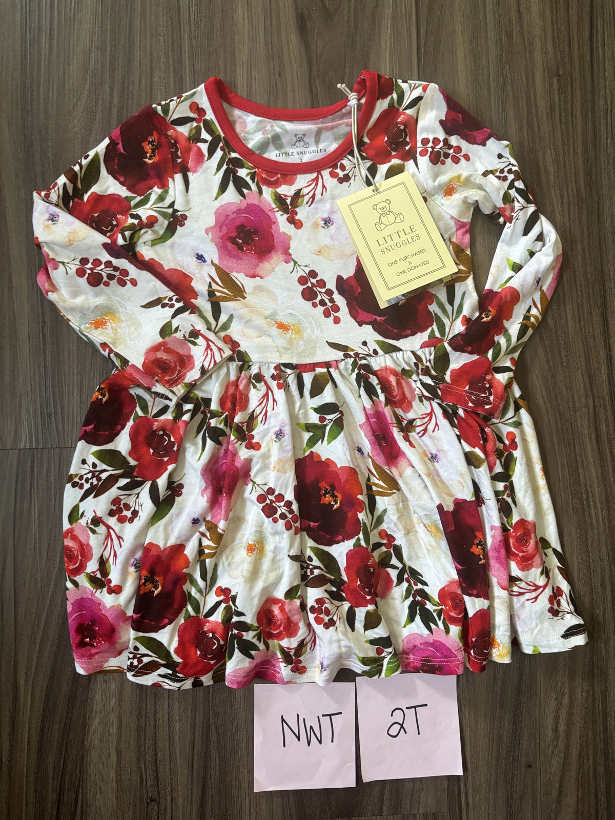 #138 - 2T NWT Bamboo Charlie's Project Cranberry Roses LS Twirl