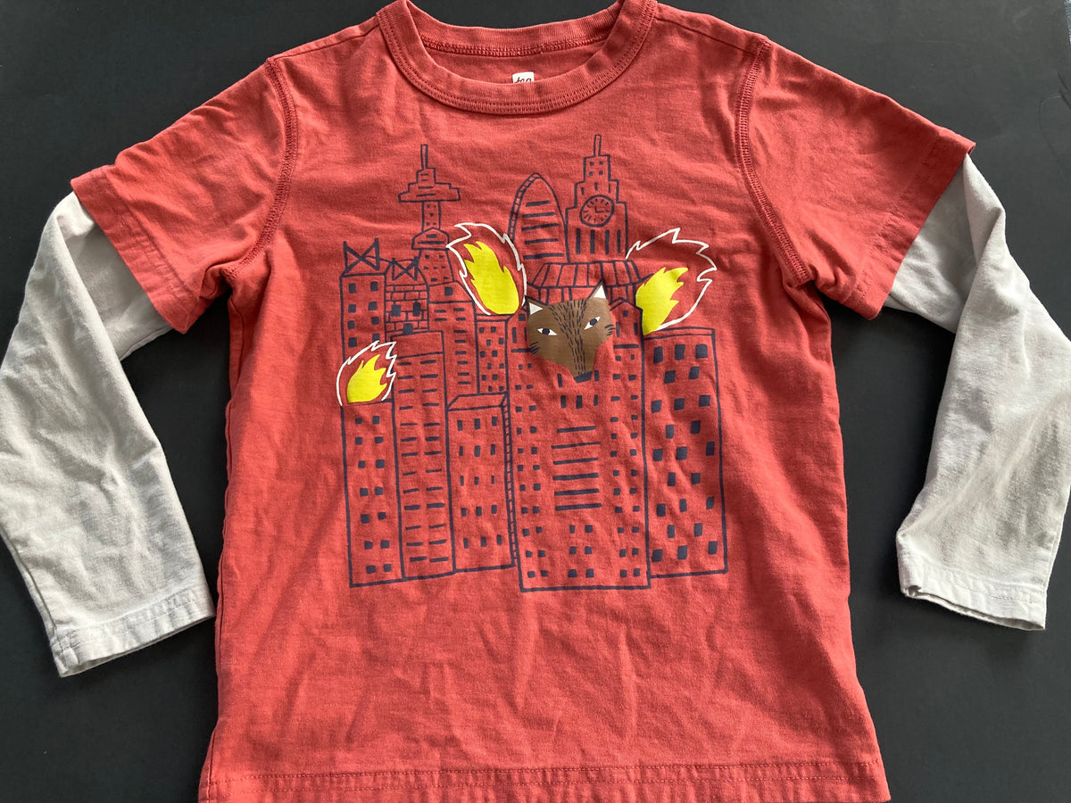 Seller #91 Boys' size 7 Tea Collection long-sleeve t-shirt red/grey VGUC
