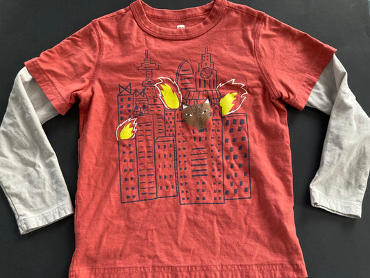 Seller #91 Boys' size 7 Tea Collection long-sleeve t-shirt red/grey VGUC