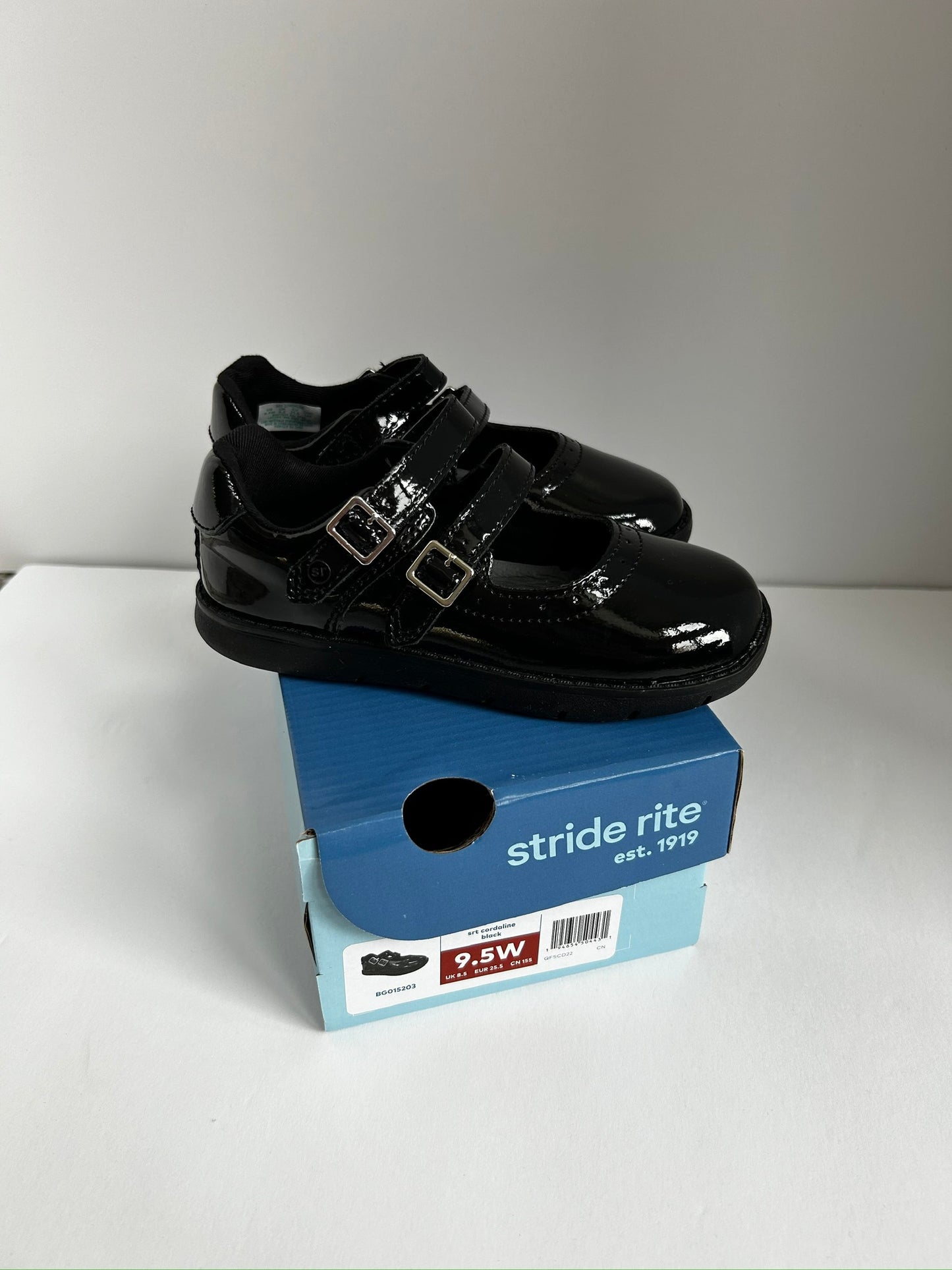 Seller #105 - Size 9.5W Girls Black Patent Leather Stride Rite Mary Janes NWOT
