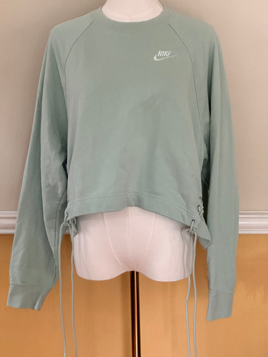 #163 Nike Cropped Green Sweatshirt with Tie Sides - Women's M - EUC