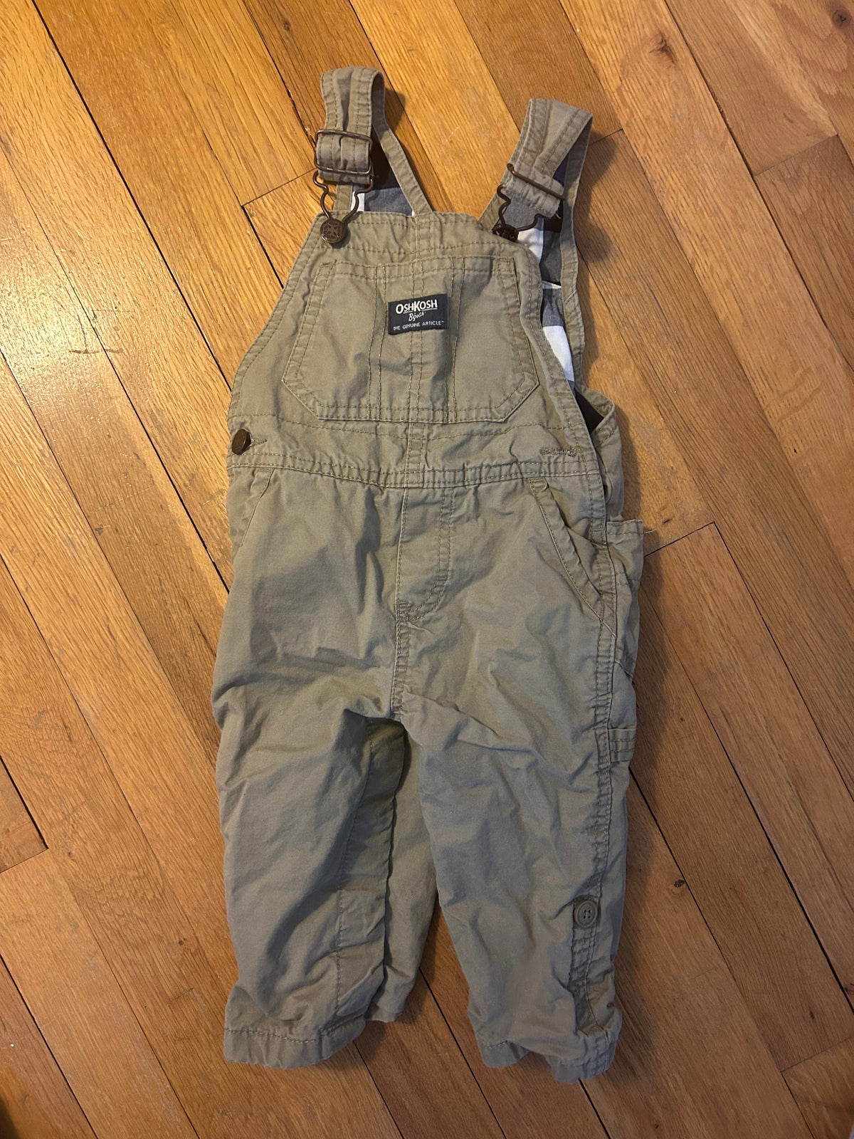 Seller 128 - Boys 9-12M OshKosh B'Gosh Khaki Overalls