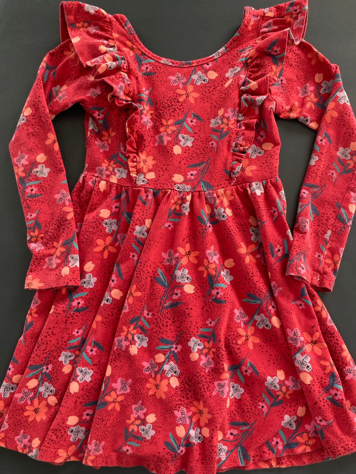 Seller #91 Girls' size 6 Tea Collection ruffle ballet dress - red floral EUC