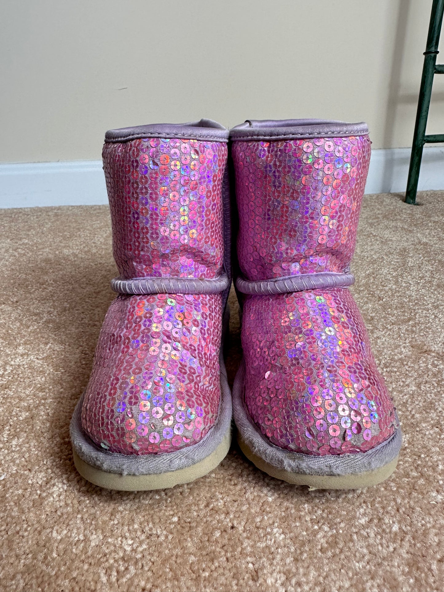 Ugg pink/purple sequin boots girls size 9