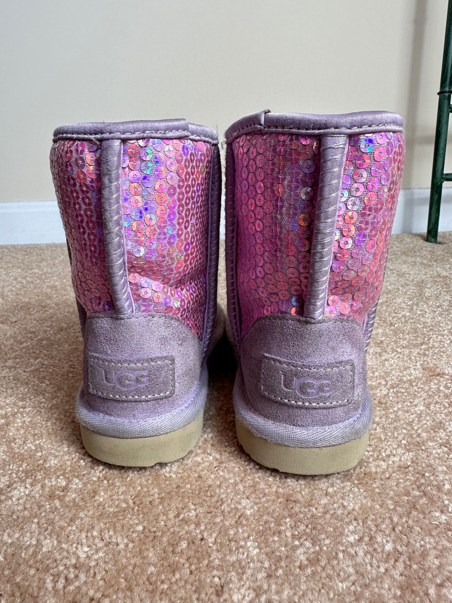 Ugg pink/purple sequin boots girls size 9