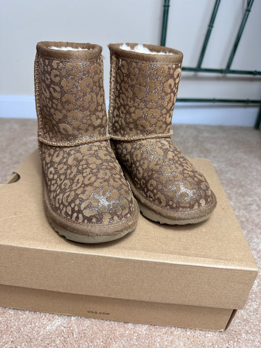 Ugg brown leopard print boots girls size 10