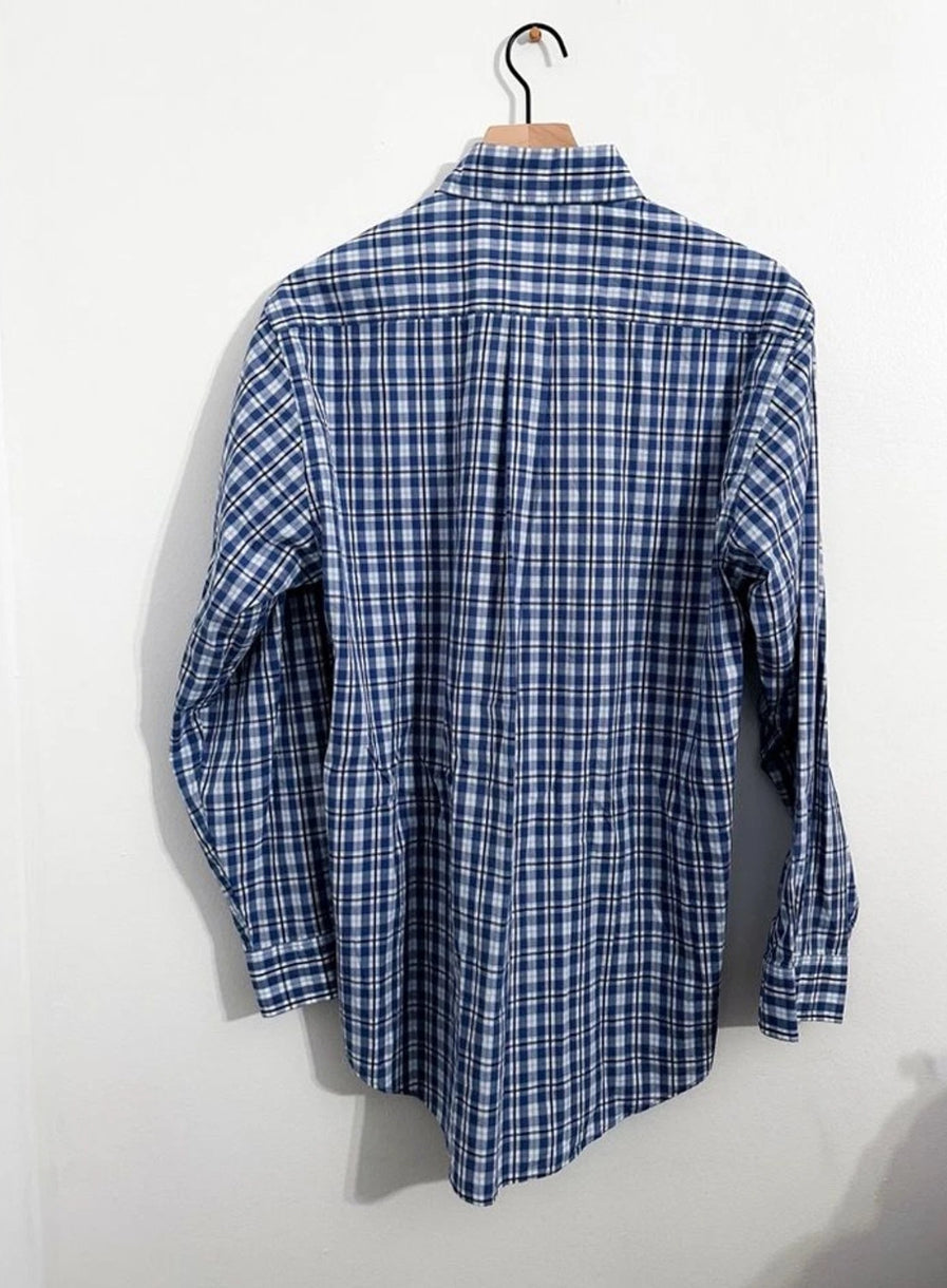 #111 Men’s Brooks Brothers Blue Plaid Button Down Sz Small
