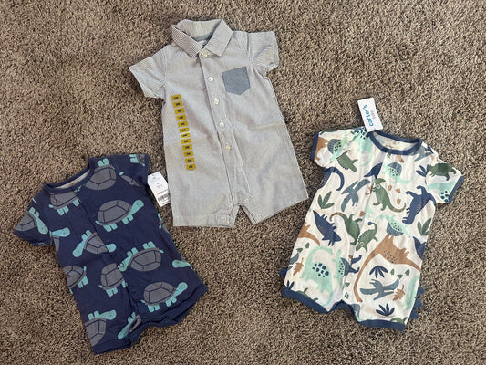 NWT Set of 3 Rompers, Size 6M