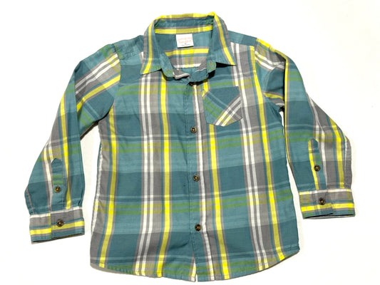 #186 Jumping Beans 4T Plaid Button Down Shirt EUC