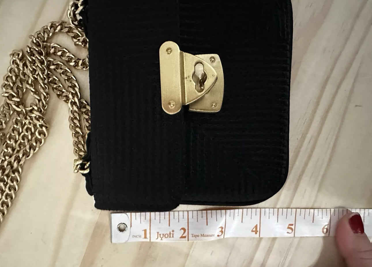 #111 Talbots Black Quilted Sateen Crossbody Mini Wallet Purse