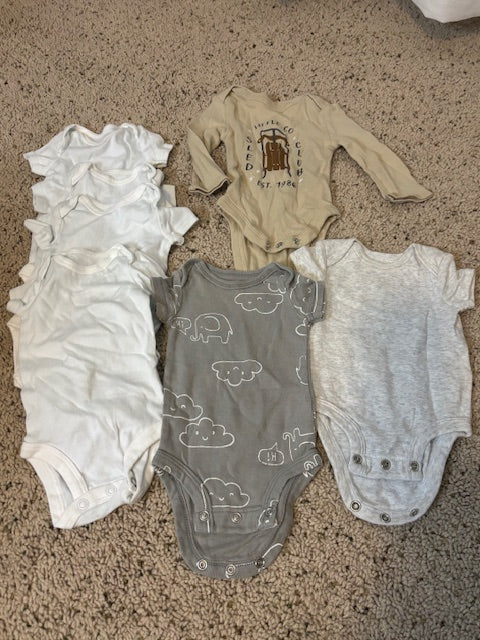 #210 Baby Boy Onesies, newborn size, 8 onesies included