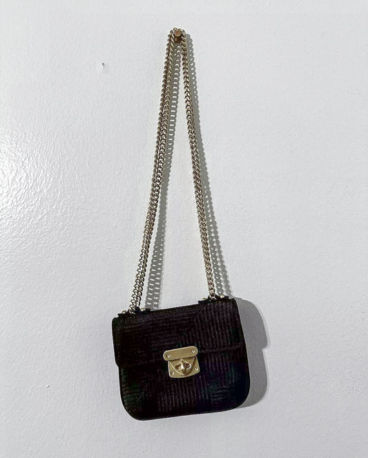 #111 Talbots Black Quilted Sateen Crossbody Mini Wallet Purse