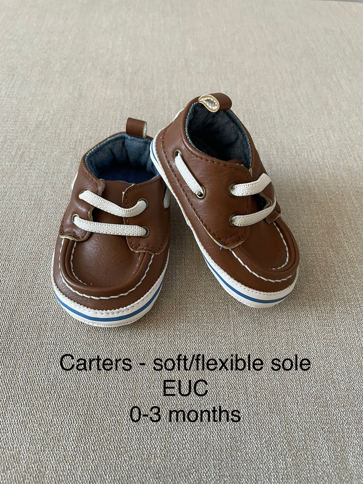 Seller #12 | Boys | Carter's Brown Baby Shoes with White Soles | Size 0-3 Months