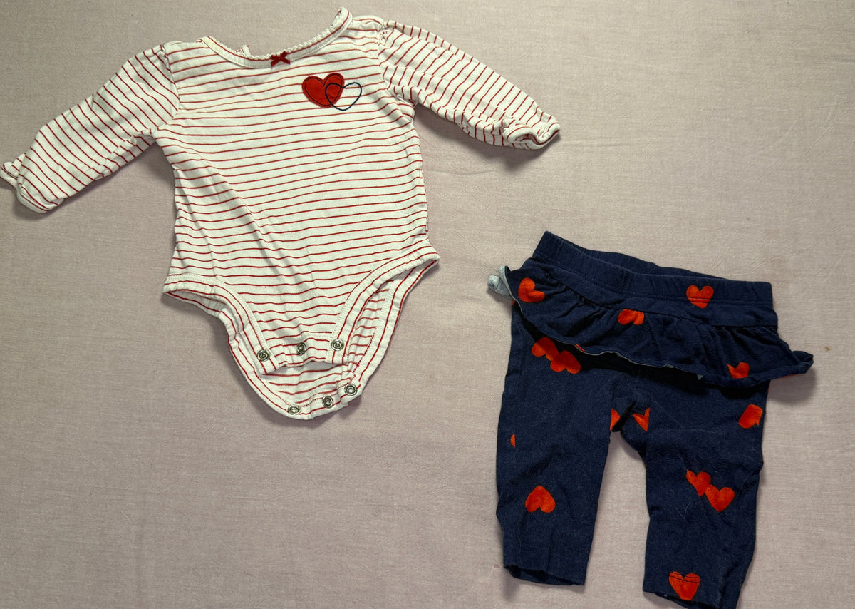 #103 Carters 3m Heart Onesie and Pants