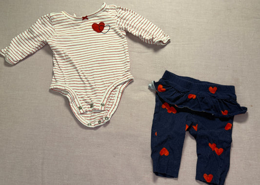 #103 Carters 3m Heart Onesie and Pants
