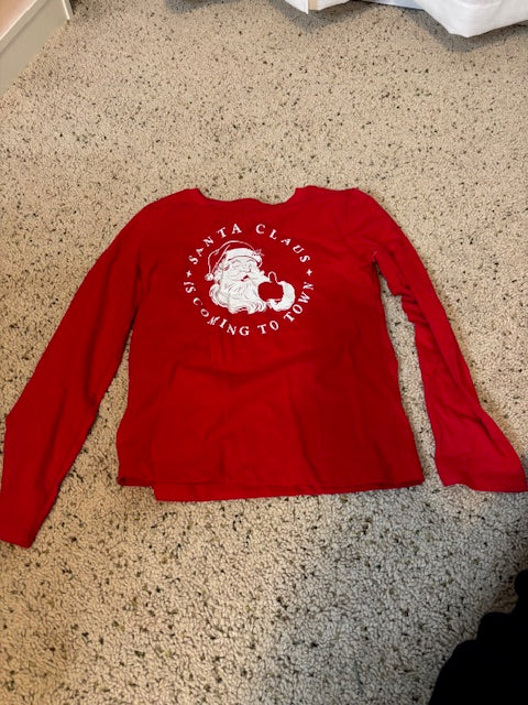 #210 Santa Long Sleeve T-Shirt, size 7-8 (M)