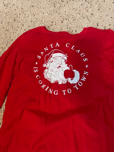 #210 Santa Long Sleeve T-Shirt, size 7-8 (M)