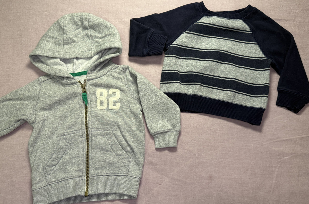 #103 12m Hooded/Striped Sweatshirt Bundle