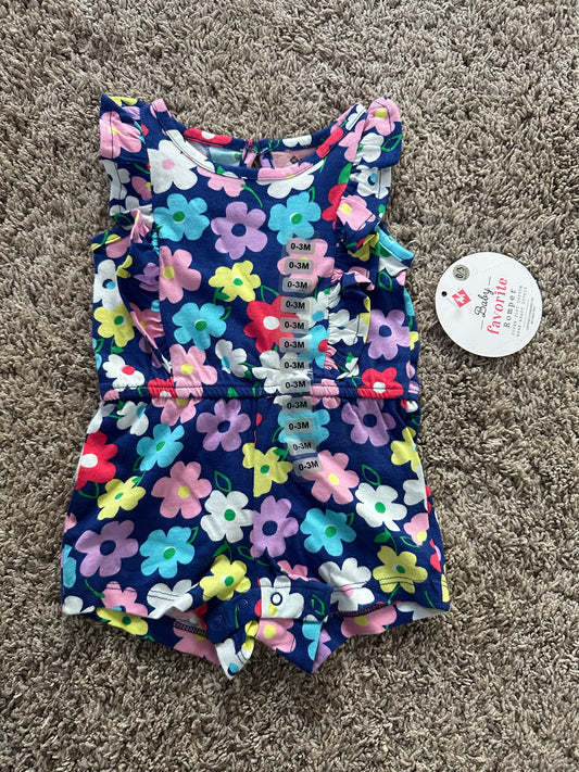 NWT Floral Romper, Size 0-3M