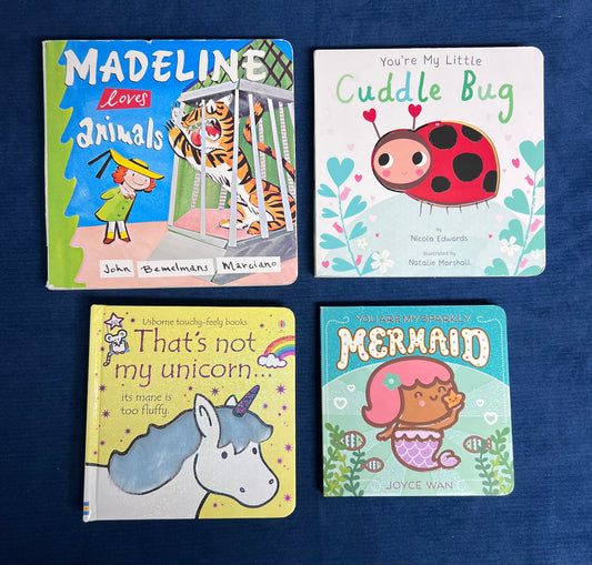 Board Book Bundle (VGUC): Madeline Loves Animals, You’re My Little Cuddle Bug, That’s Not My Unicorn, You Are My Sparkly Mermaid