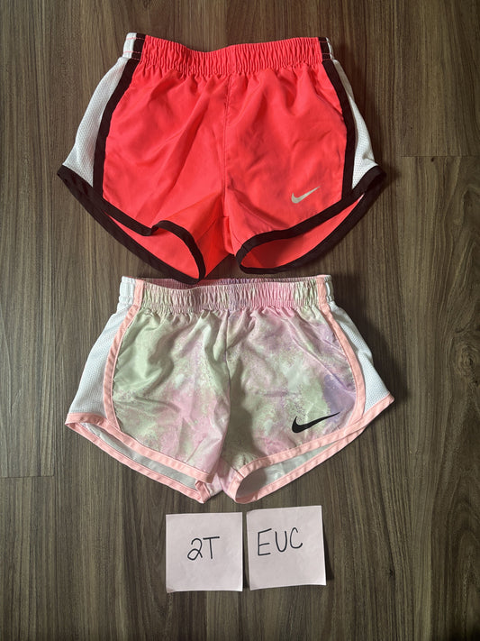 #77 - 2T EUC Nike Dri Fit Shorts (Coral and Pink tie-dye)