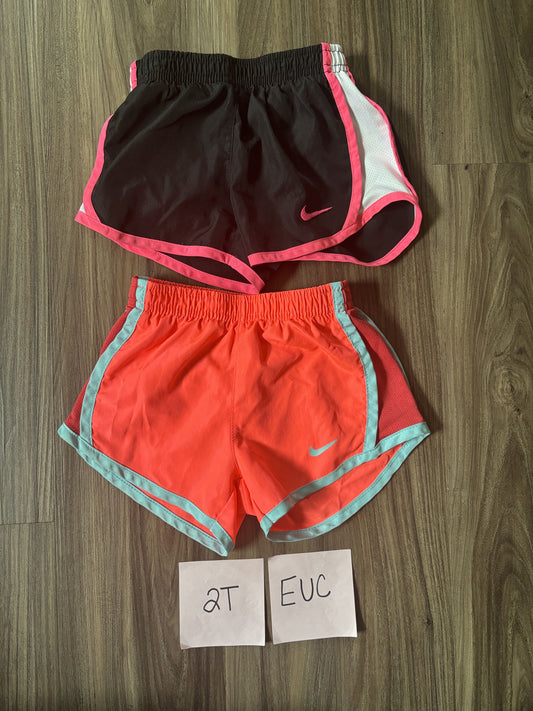 #77 - 2T EUC Nike Dri Fit Shorts (Black/Pink & Coral)