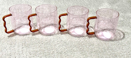 #98- Set of 4 Glass Mugs, NEW!