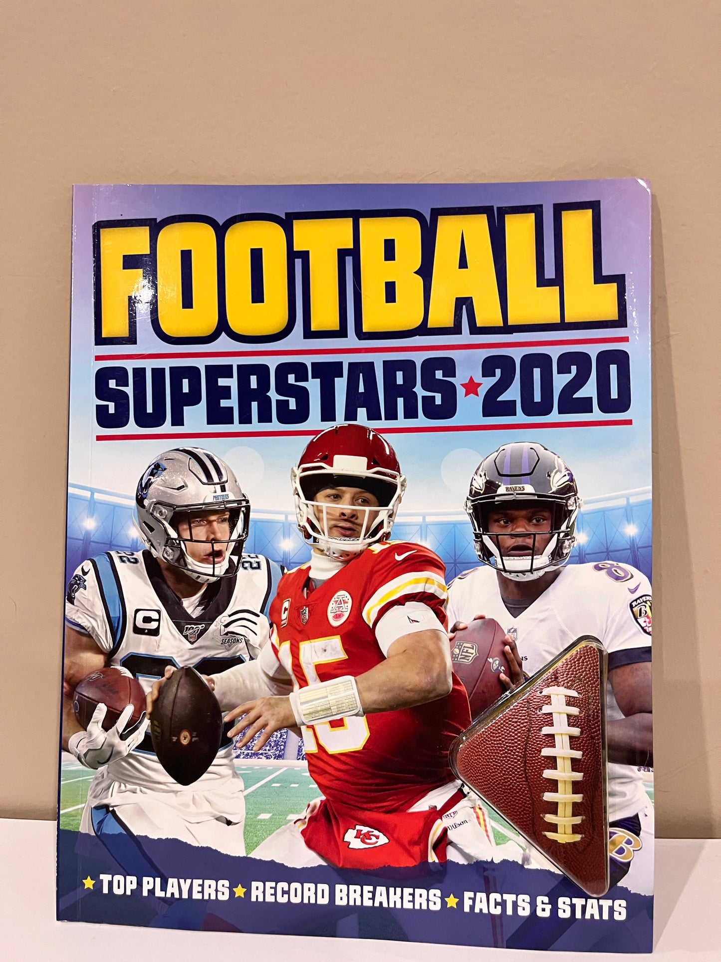 137 Football Superstars paperback book with foam "paper" football, LN (multiple pictures)