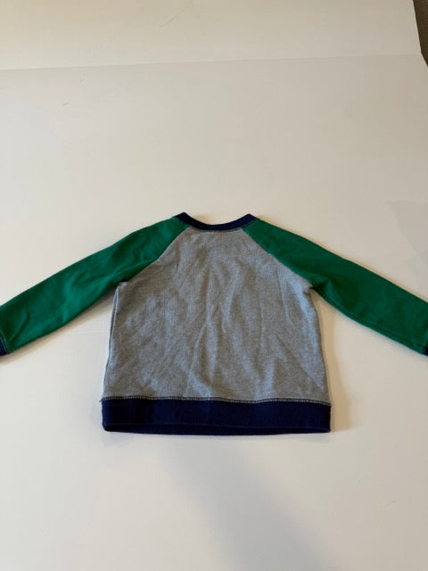 #9 -  Cat & Jack -  Born Lucky Sweatshirt Grey with Green Arms Toddler SIZE  18M REDUCED
