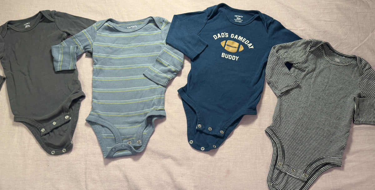 #103 12m Game Day Stripe Onesie Bundle