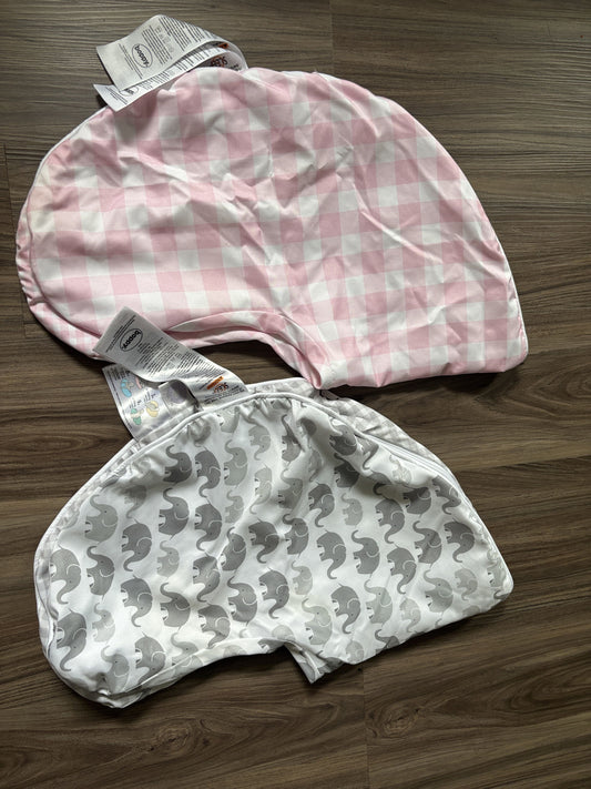 #77 - 2 EUC Boppy Covers (Pink + Elephants)