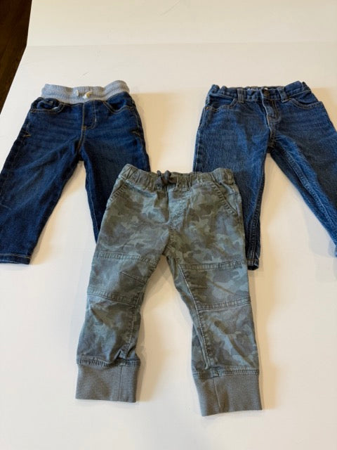 #9 -  Cat & Jack / B'Gosh -  2 Pair of Jeans and Camo Pants Toddler Boys SIZE  18M