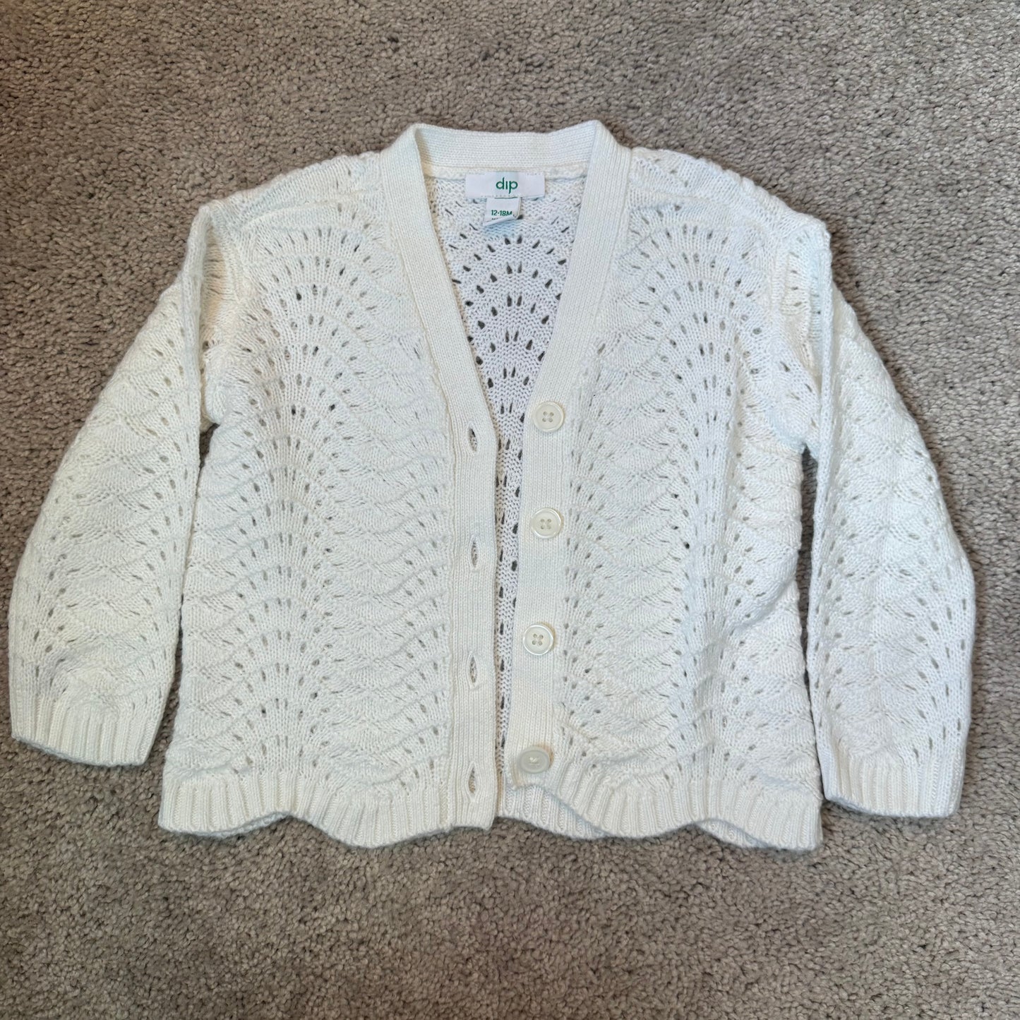 #139 12-18M White Cardigan