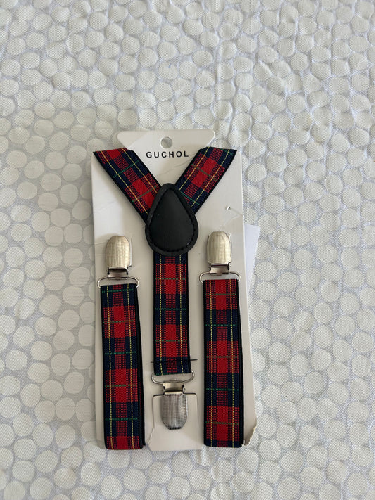136 NWT holiday plaid suspenders